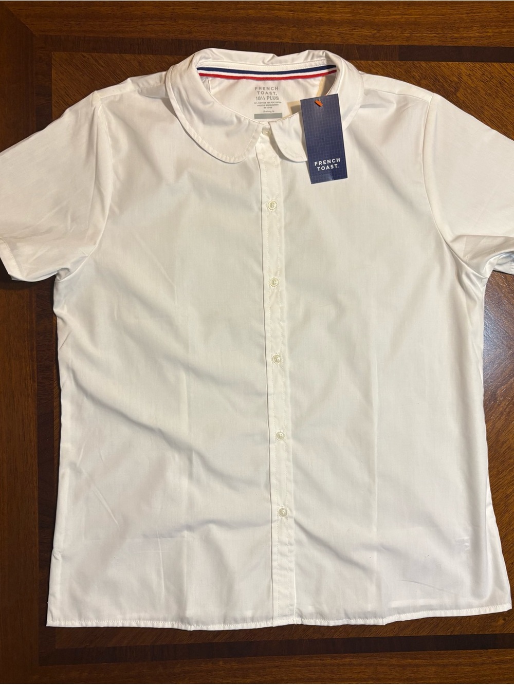 French Toast White Short-Sleeve Peter Pan Collar Button-Up Shirt